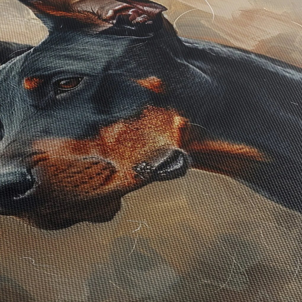 Kép - Dobrman portréja (órával) (90x30 cm)