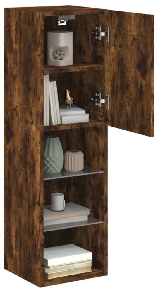 2 db füstös tölgy színű TV-szekrény LED-ekkel 30,5x30x102 cm
