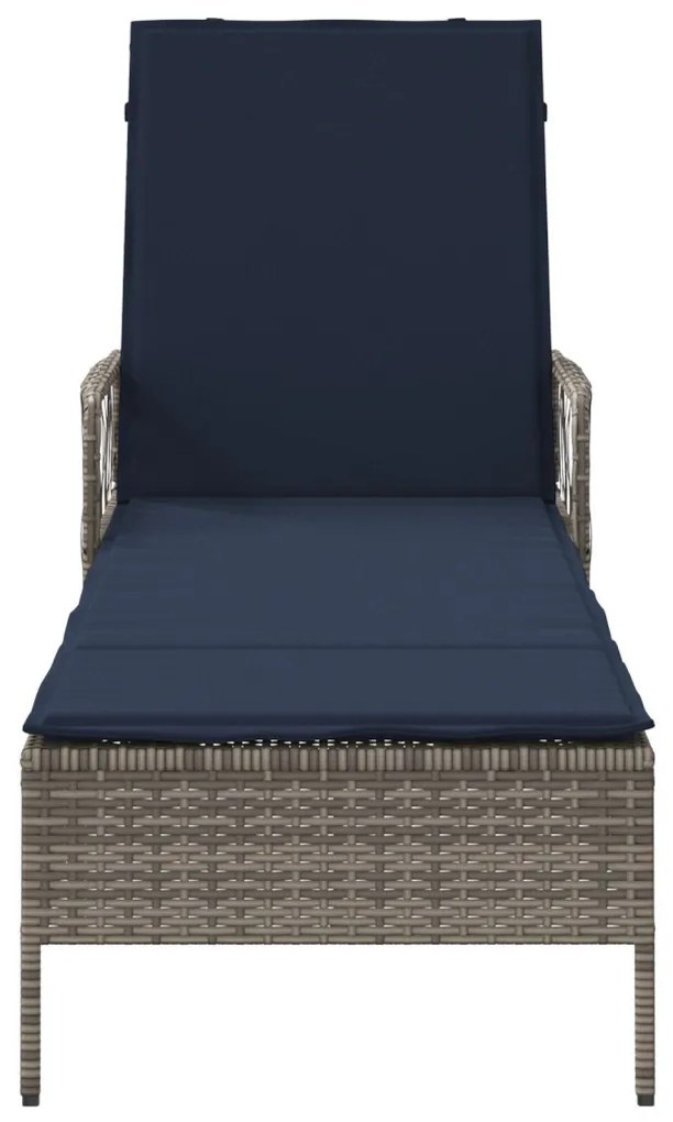 Napozóágy Szürke PE Rattan 157 x 55 x 92 cm Összecsukható