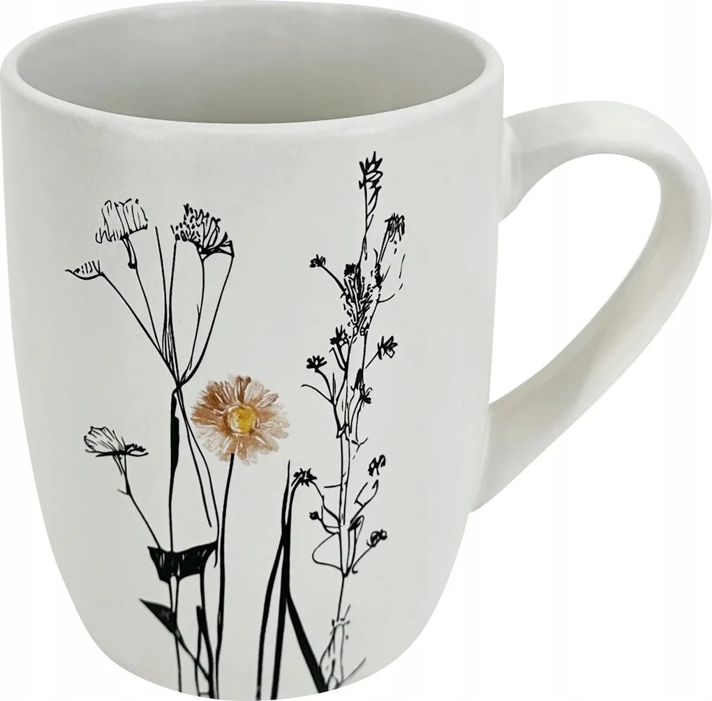 Kerámia bögre Cream Garden Color 350ml, krém/fekete