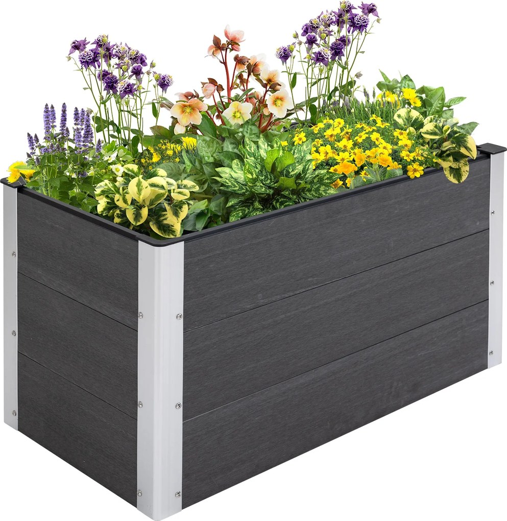 Outsunny Emeltágyás Alumínium, Ültetőágy Hidegkeret Kertágy Virágtálca Időjárásálló, Aljzat Nélküli, Ültetődoboz 100x50x55.5cm Teraszra, Erkélyre, Vir