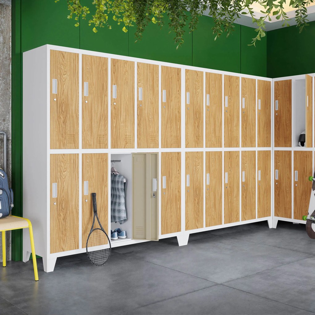10 ajtós öltözőszekrény, fehér/arany tölgy, 1360x1720x450 mm: BARTEK Eco Design