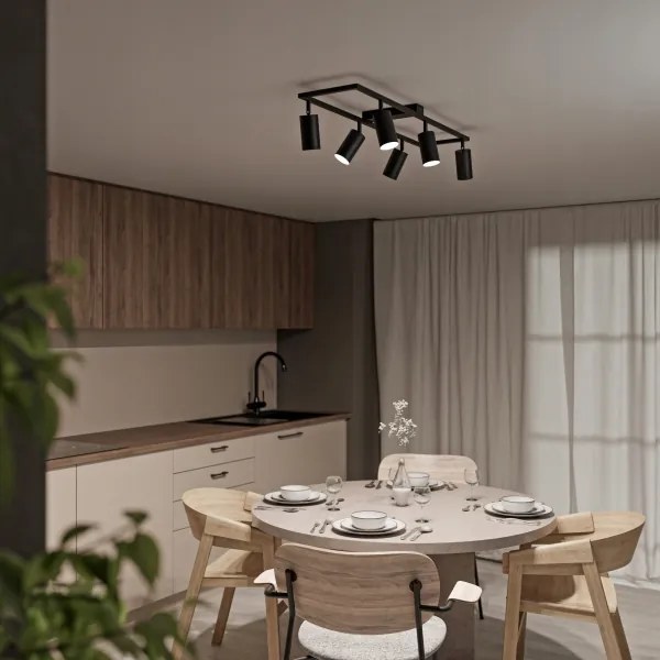 Fekete spotlámpa 6xGU10/30W/230V