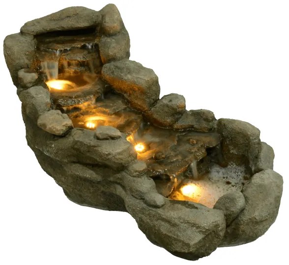PRAKTIKER KERTI SZÖKŐKÚT 'VÍZESÉS' 107X63X54 CM, CSERÉLHETŐ MELEG FEHÉR LED, 3 M KÁBEL
