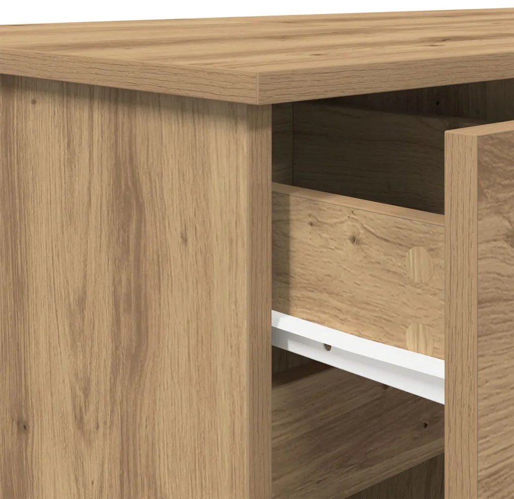 vidaXL Asztal fiókkal ajtóval kézműves tölgy 140 x 49 x 76 cm Faanyag