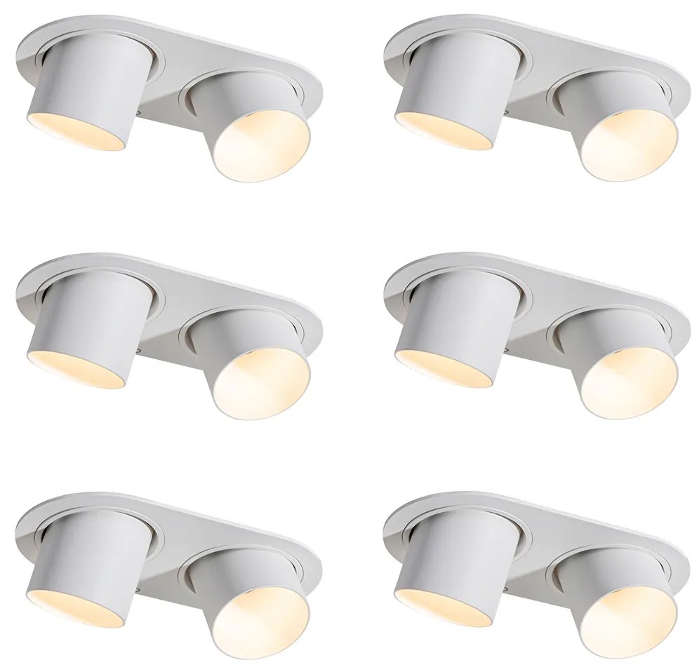 Installa 6 db-os fehér 2-lámpás GU10 50 mm-es beépíthető spotlámpa szett