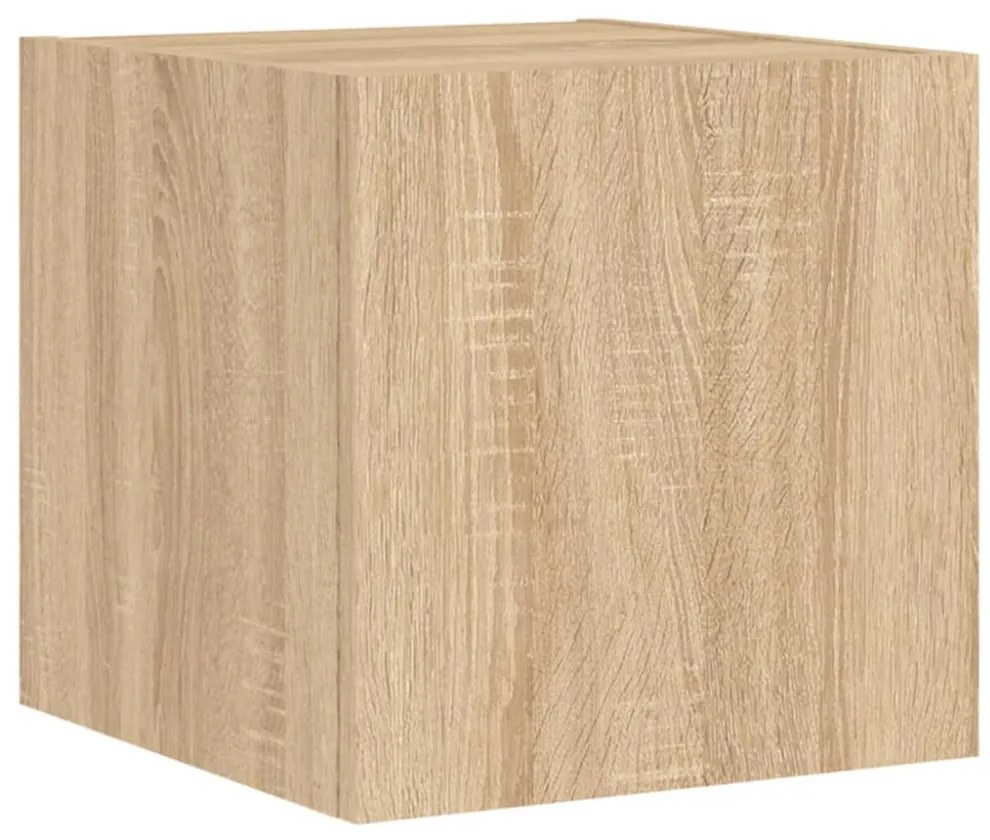 2 db sonoma tölgy színű fali TV-szekrény LED-del 30,5x35x30 cm