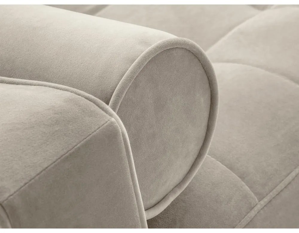 Santo bézs kinyitható bársony sarokkanapé, bal oldali - Milo Casa