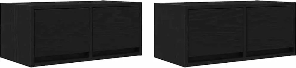 vidaXL 2 db fekete tölgy színű szerelt fa TV-szekrény 60x31x25,5 cm