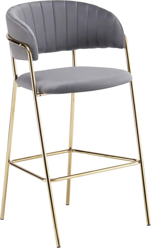 Design bárszék, szürkésbarna Velvet szövet/gold króm arany, DASMIN TYP 2