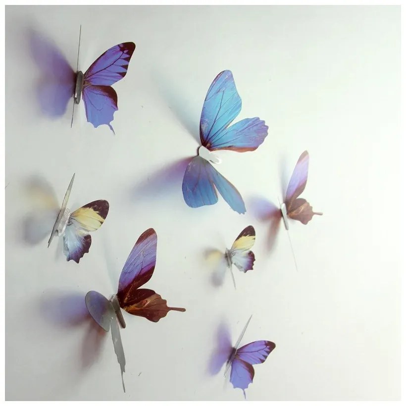 Butterflies 18 db-os kék 3D hatású falmatrica szett - Ambiance