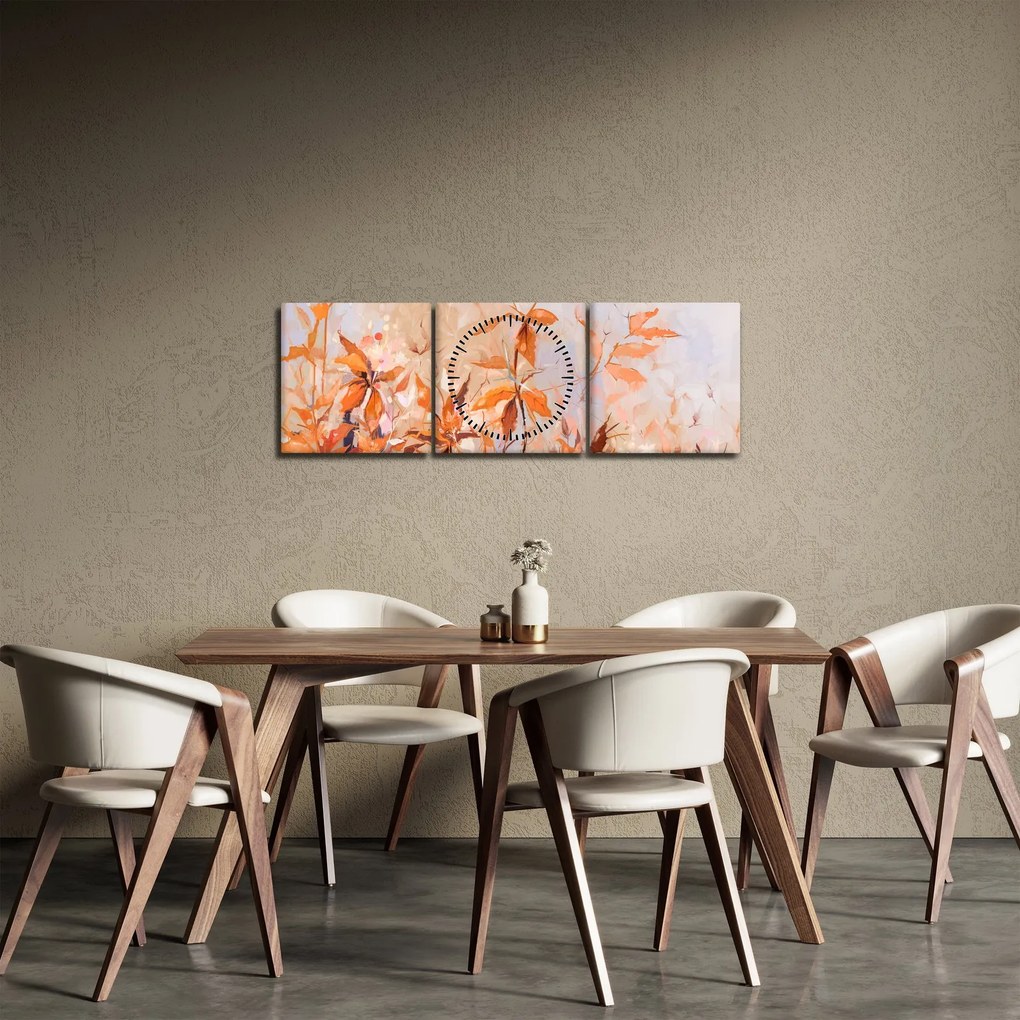 Kép - Festett virágok (órával) (90x30 cm)