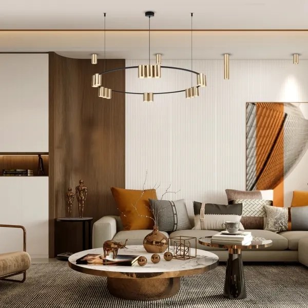 Csillár zsinóron GENESIS 15xGU10/8W/230V arany