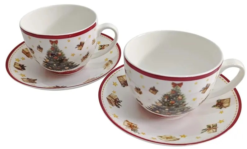 Karácsonyi fenyőfás porcelán csésze + alj 270 ml 2 személyes Christmas Tree 3