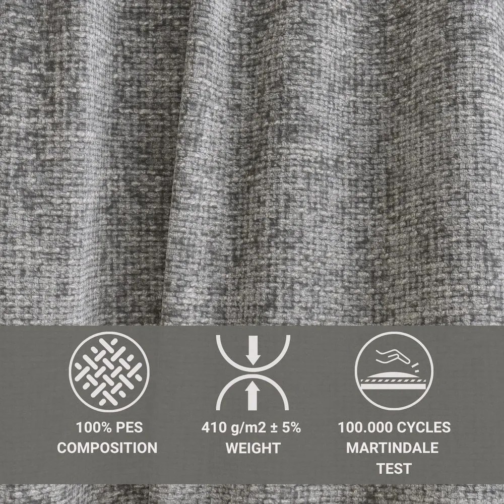 Szürke zsenília kinyitható-tárolóhelyes sarokkanapé (bal oldali-heverő résszel) Velto – Maison de Rêve