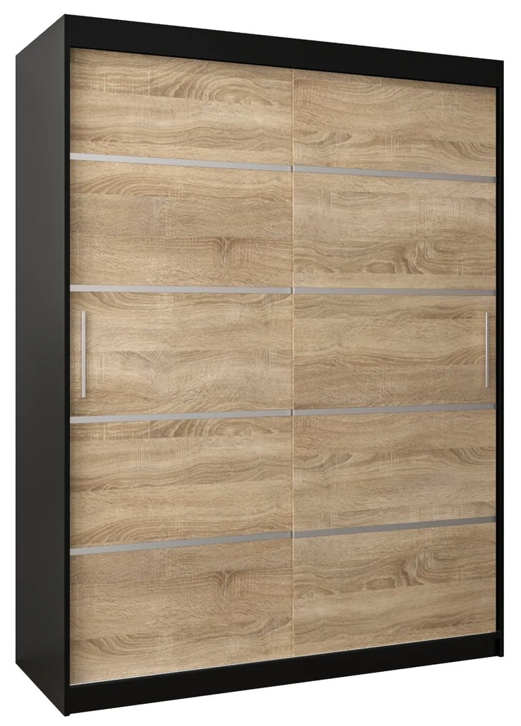Ruhásszekrény 150 cm Verika 1 150 (fekete + szonoma tölgy). 1063707