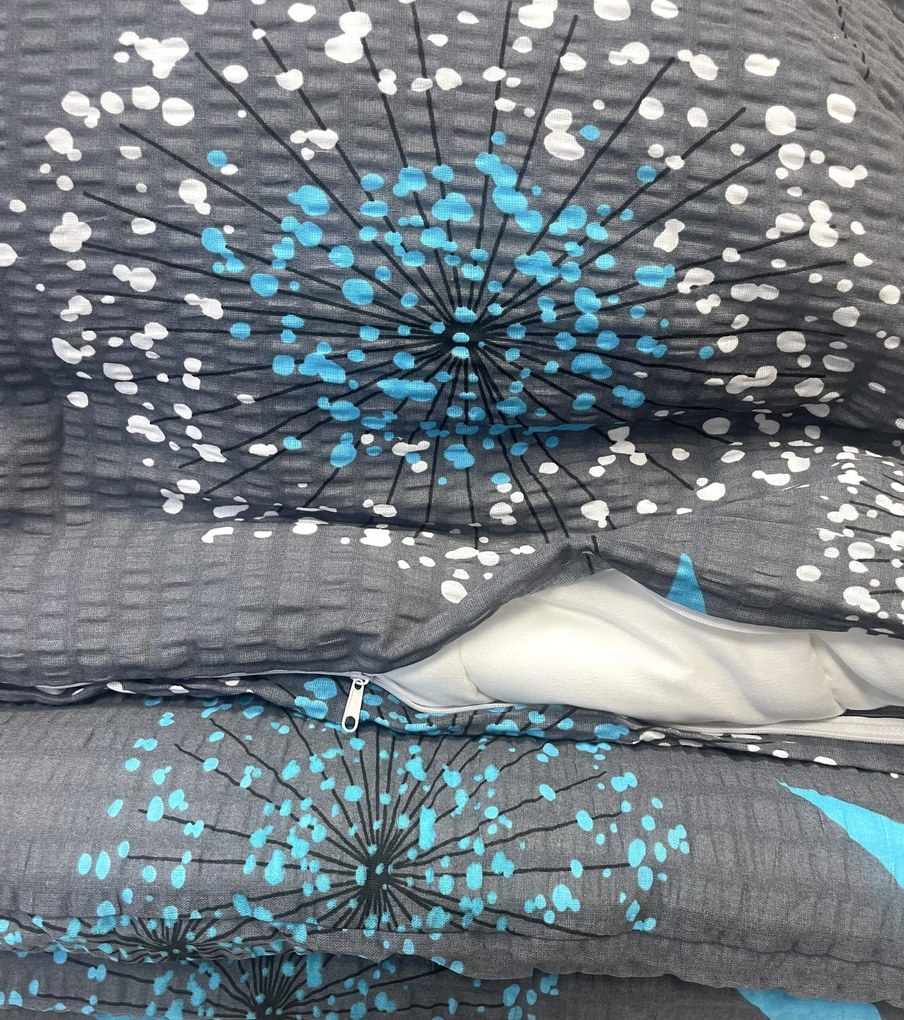 Krepp lapok Pitypang kék TiaHome - 1x Párna 90x70cm, 1x Paplan 140x200cm