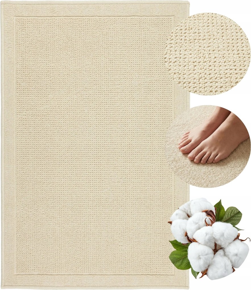 Fürdőszobaszőnyeg Pamut Nedvszívó Csúszásgátló Mosható 50x80cm Tömör