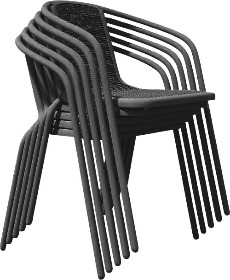 Kerti rakásolható szék, fekete, acél/műanyag, FRENY