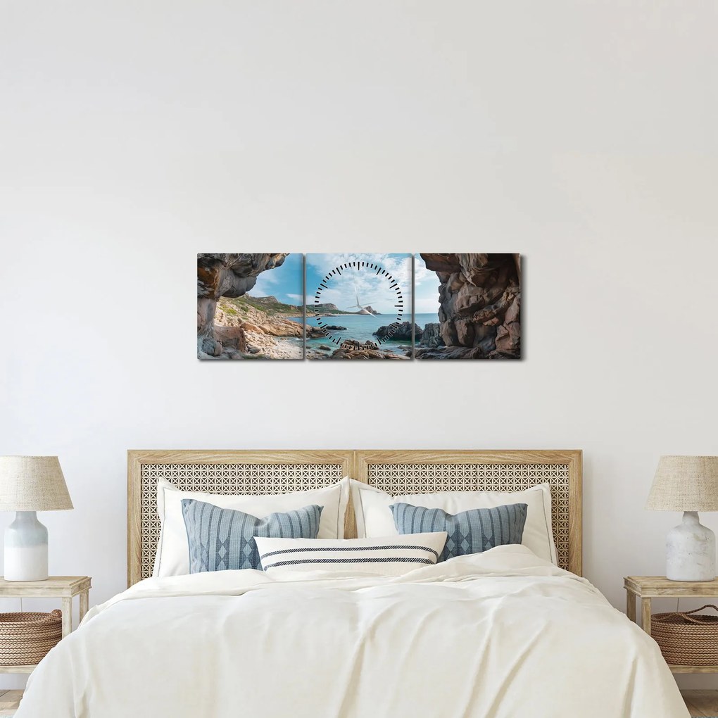 Kép - Barlang a tenger mellett (órával) (90x30 cm)