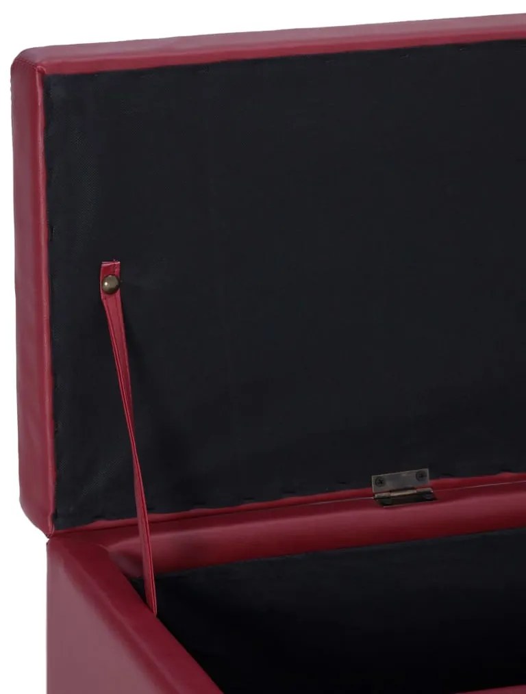 bordó műbőr pad tárolórekesszel 116 cm