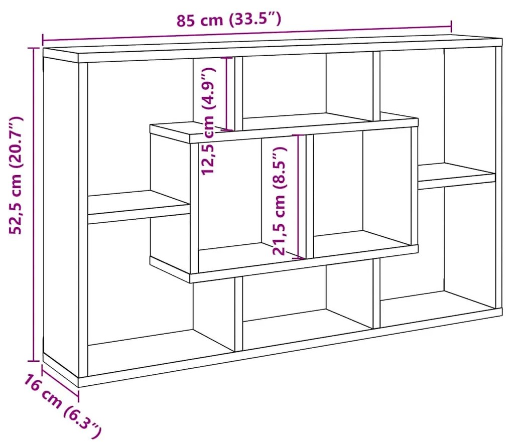 kézműves tölgyfa fali polc 85 x 16 x 52,5 cm redőzött fa