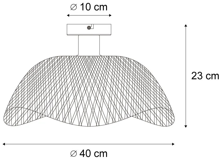 Art Deco mennyezeti lámpa fekete bambuszból 40 cm - Alka