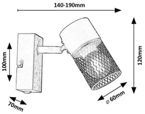 Rabalux 71151 - Fali spotlámpa METTA 1xE14/40W/230V tölgy