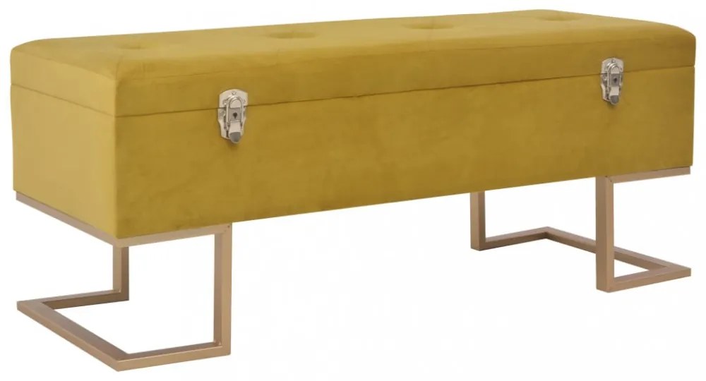 mustársárga bársonypad tárolórekesszel 105 cm