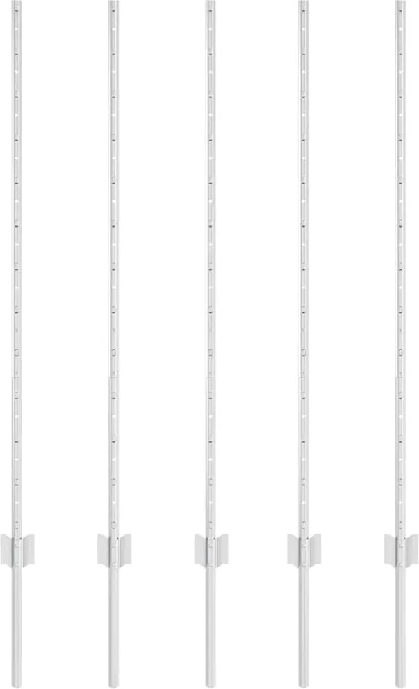 vidaXL Kerítésoszlop 5 pcs Ezüst 120 cm Acél
