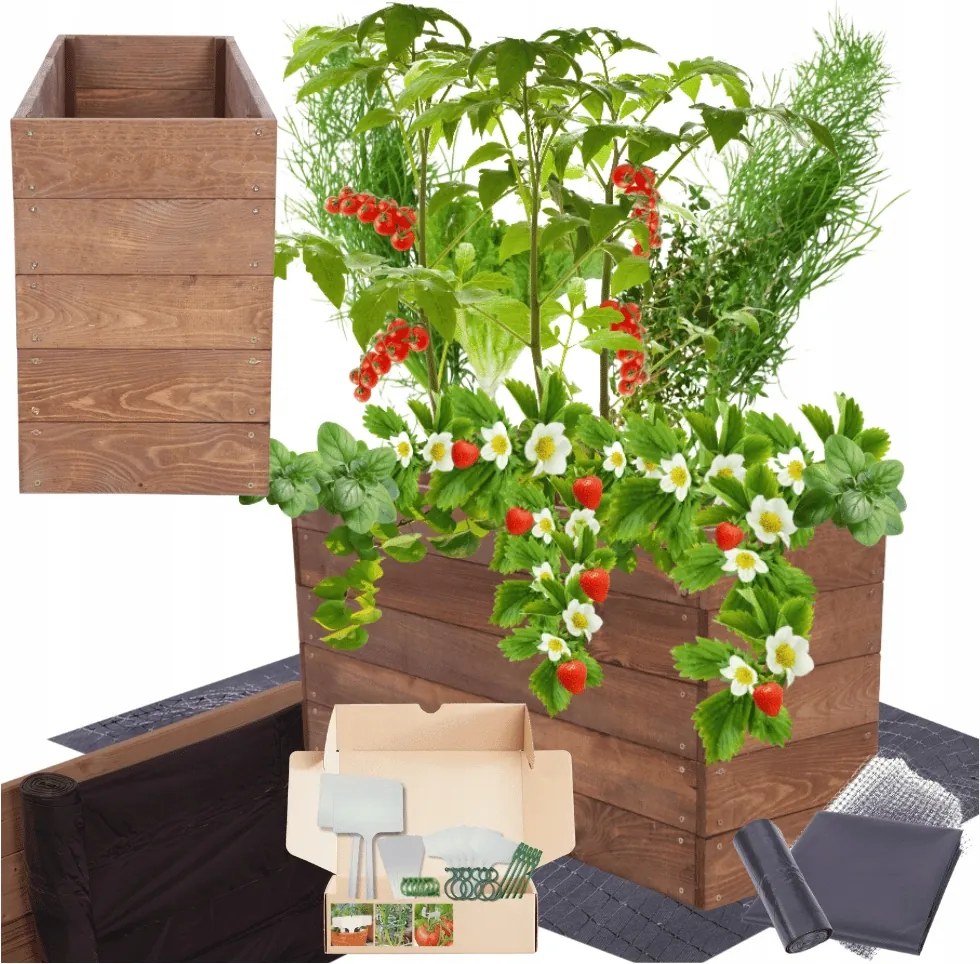 Zöldségágyás magasított láda inspekt fa virágtartó 45x60x60