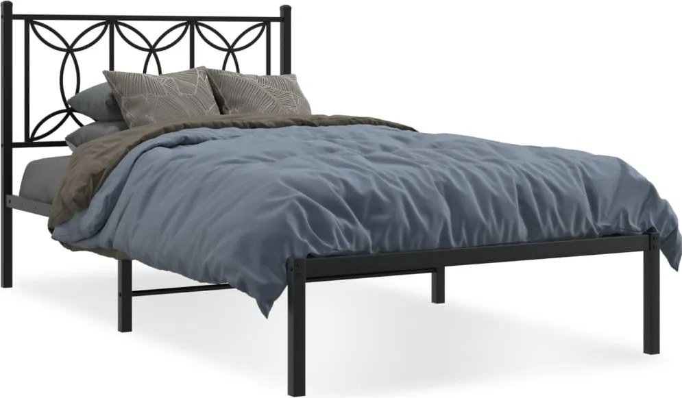 vidaXL fekete fém ágykeret fejtámlával 100 x 190 cm