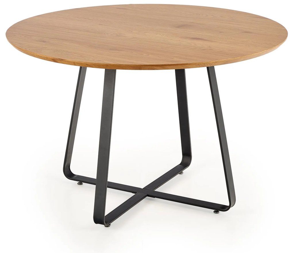 AKCIÓ Fekete étkezőasztal tölgyfa asztallappal NOCTURNE 120x120 II. osztály