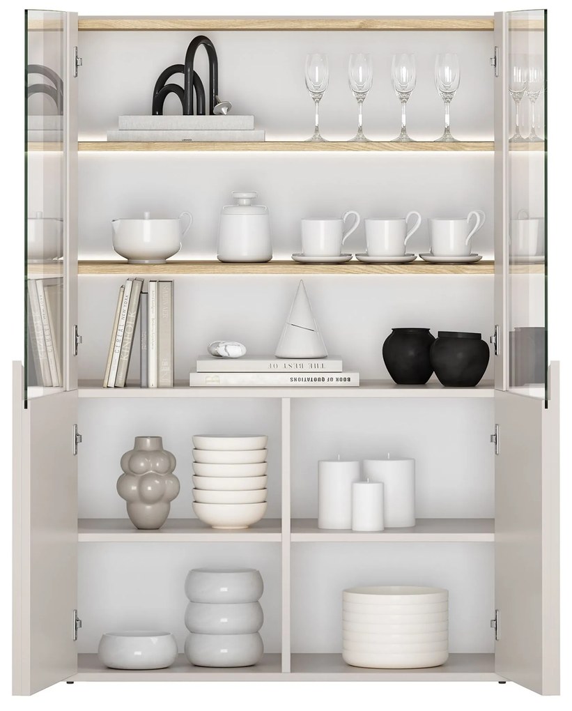 Amilio vitrin 100 cm - kasmír / olajozott tölgy / kasmír fogantyú