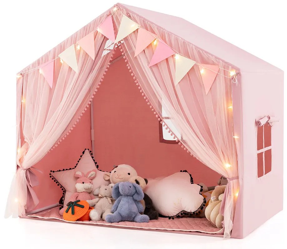 Játszósátor csillagfényekkel, rózsaszín