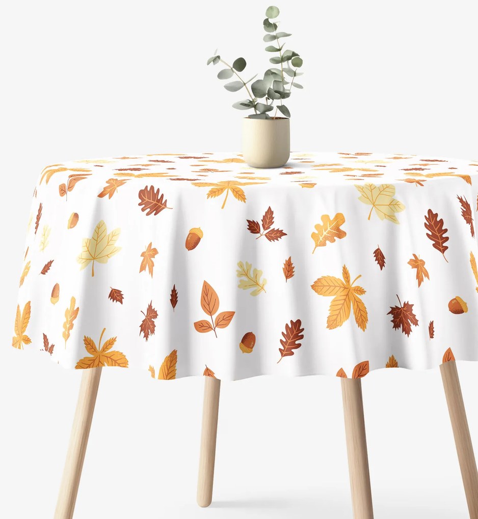 Goldea pamut asztalterítő - őszi levelek - kör alakú Ø 160 cm