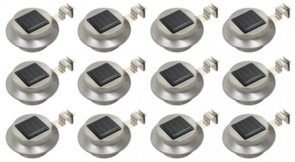 12 db fehér kerek kültéri napelemes LED lámpa 12 cm