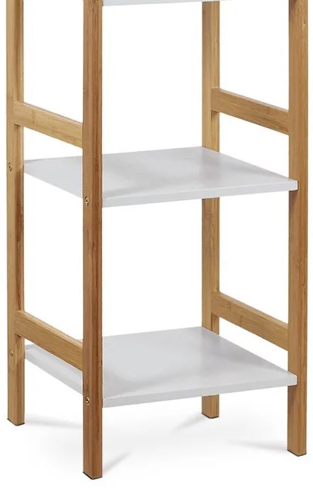 DR-013-4 bambusz tárolóállvány fehér MDF polcokkal, 4 rekeszes