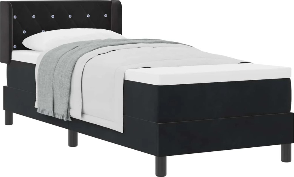 vidaXL Boxrugós ágy matracmal Fekete 200 x 80 cm Poliészter