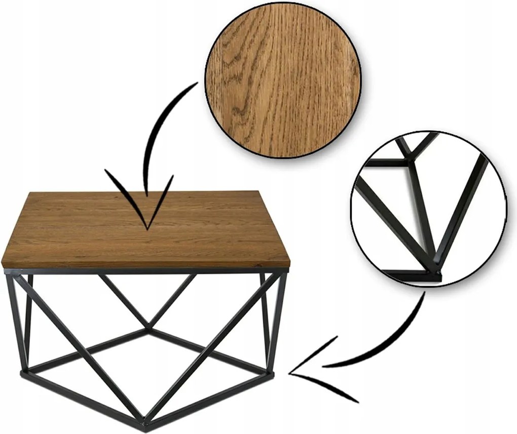 Dohányzóasztal fekete Loft sötét wenge tölgy 60 cm