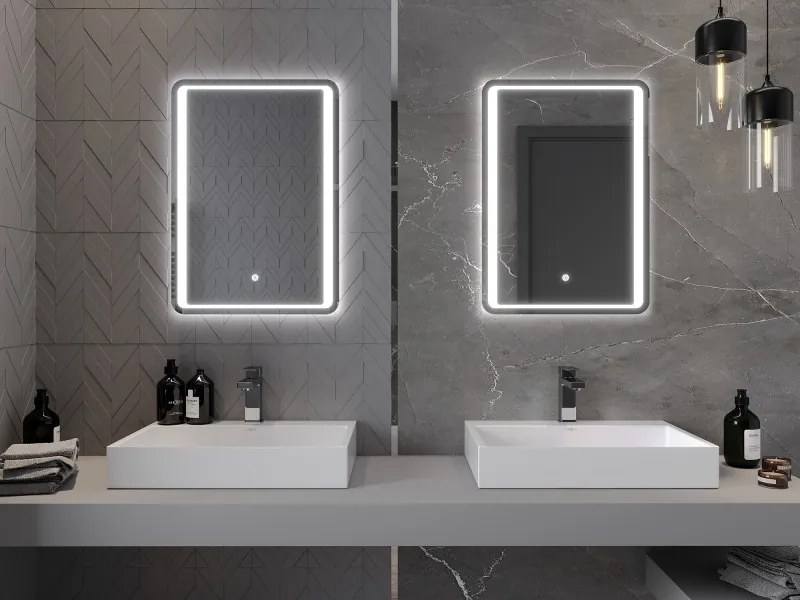 Mexen Zusa, LED fürdoszobai tükör háttérvilágítással 50x70 cm, 6000K, páramentes, 9808-050-070-611-00