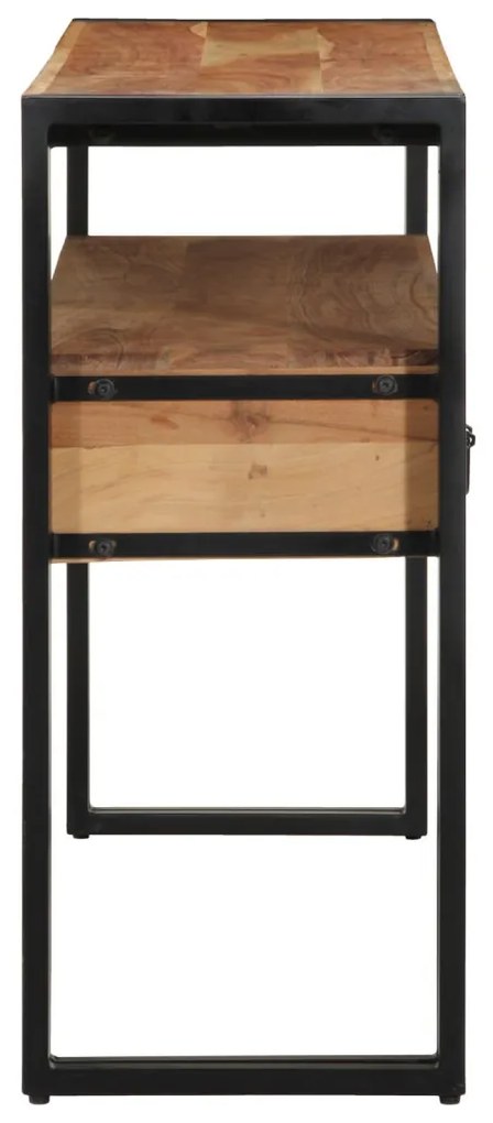 Végasztalok Fekete 120x33x75 cm Tömör akácfa és fém