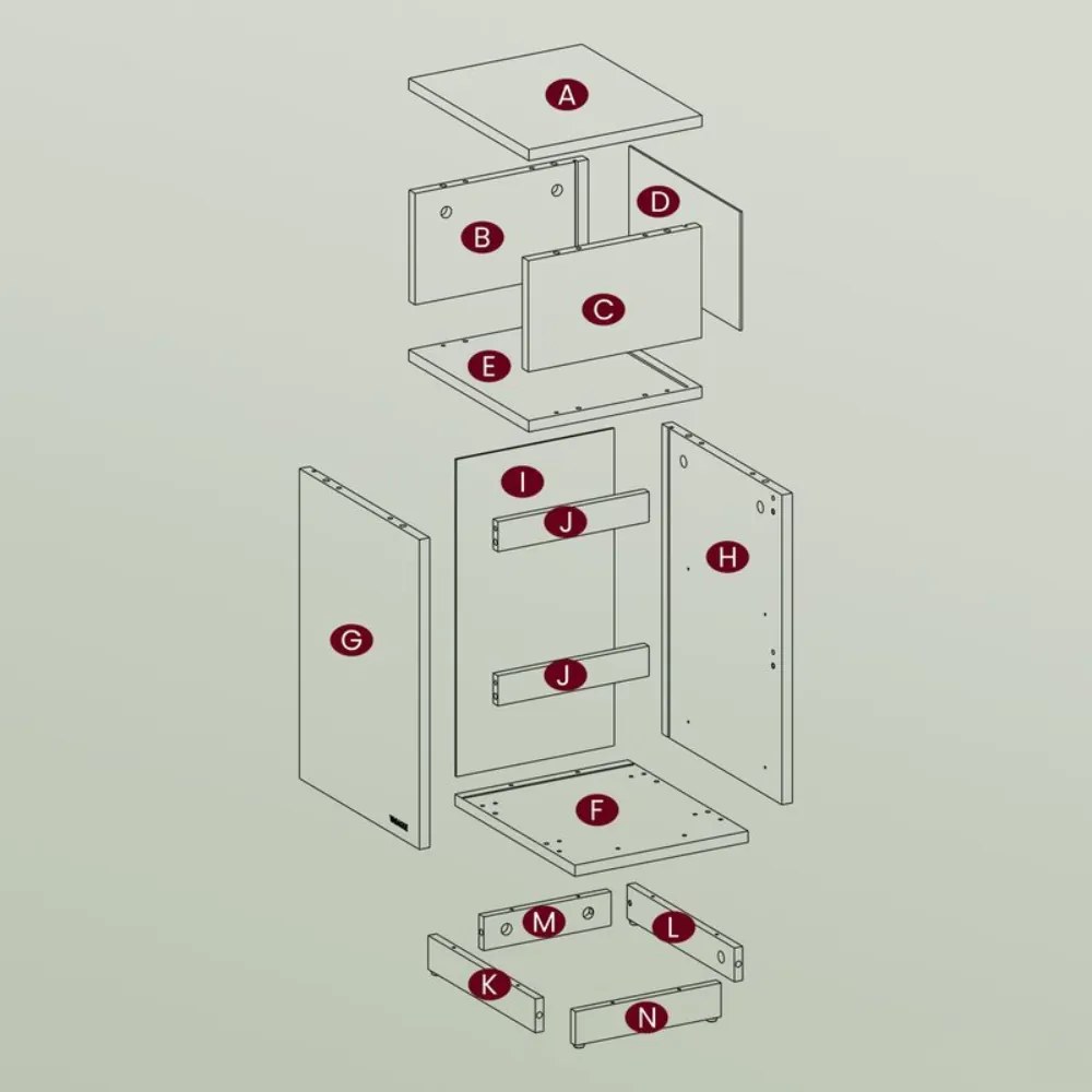 ROBIN éjjeliszekrény, 30x25x65cm, fehér Vasagle