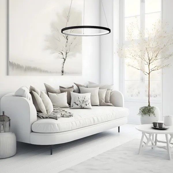 LED Csillár zsinóron HOOP LED/27W/230V átm. 50 cm 4000K fekete