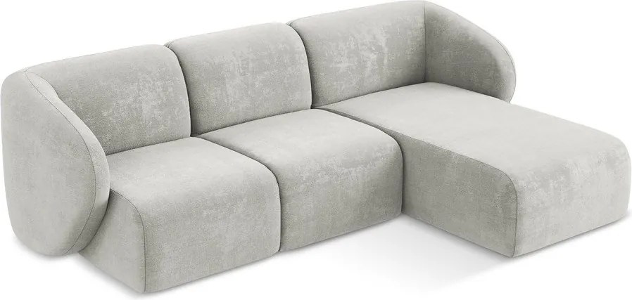 Világosszürke zsenília sarokkanapé (jobb oldali-heverő résszel) Lani – Makamii