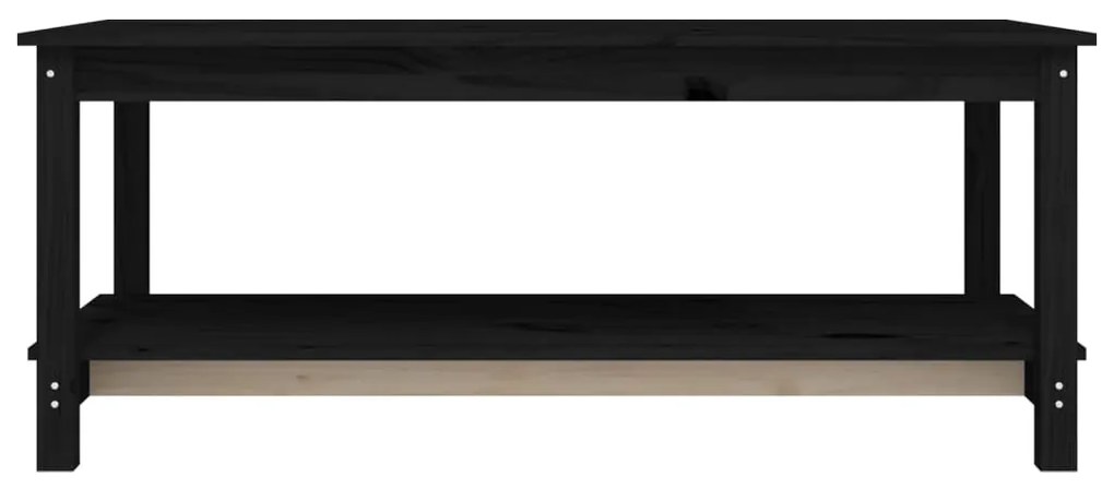 Fekete tömör fenyőfa dohányzóasztal 110 x 55 x 45 cm