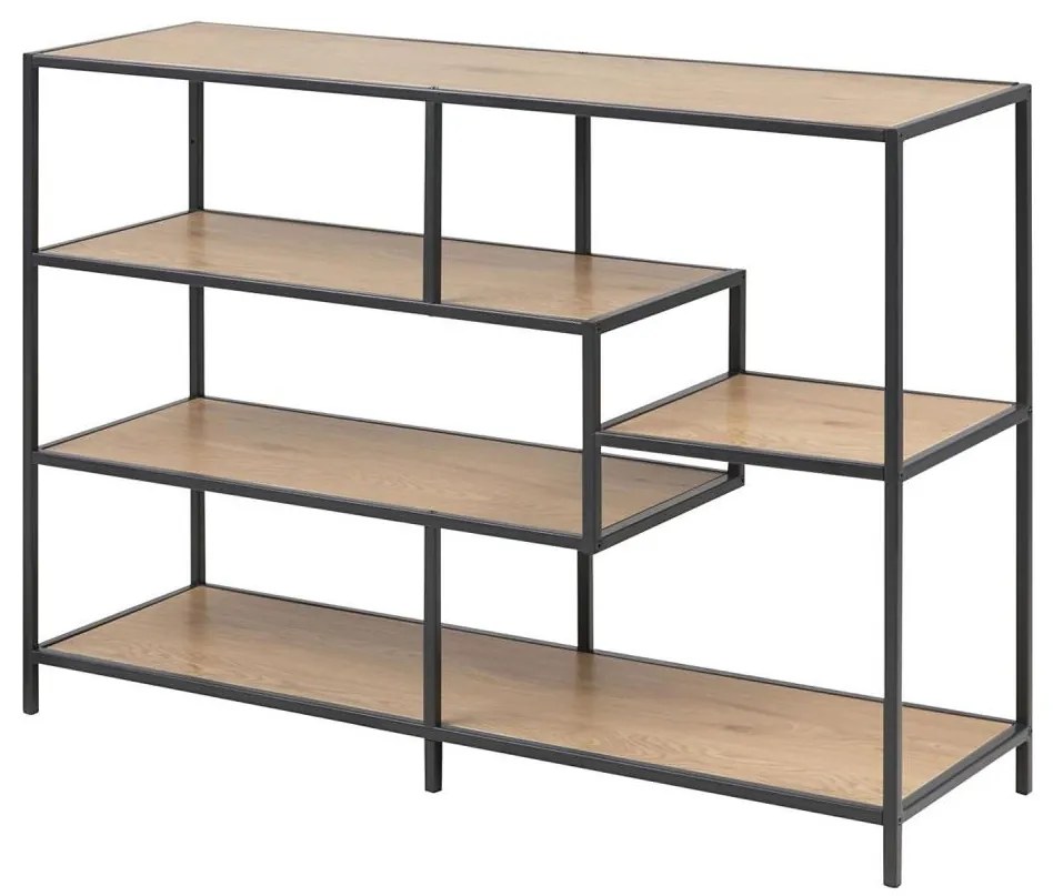 SARON könyvespolc, tölgy/fekete színben