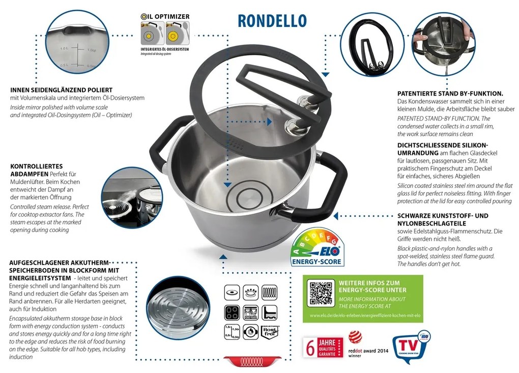 Elo 30004 Prémium 4 darabos rozsdamentes acéledénykészlet Rondello