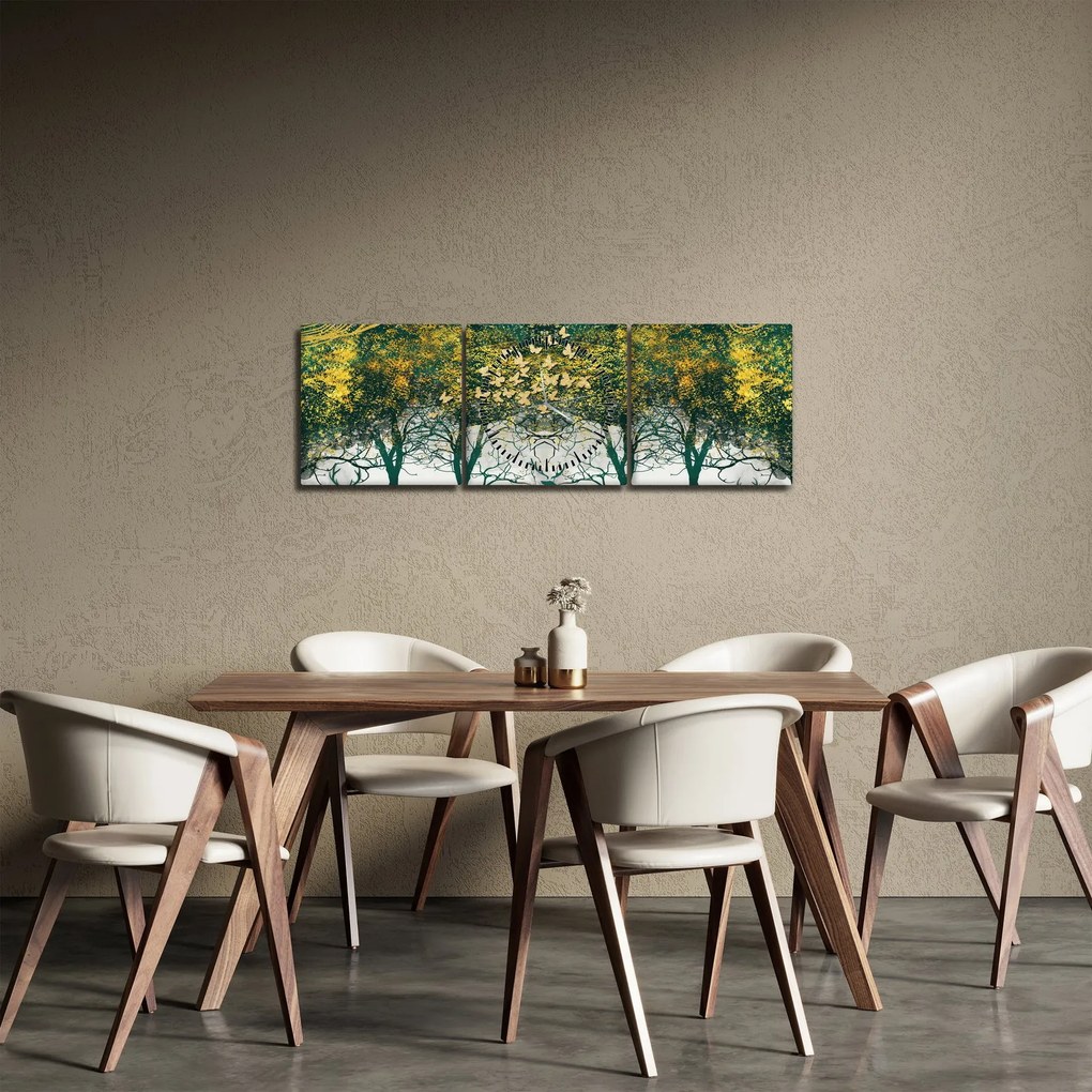 Kép - Szarvas a zöld erdőben (órával) (90x30 cm)