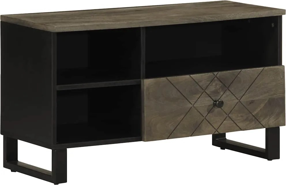 vidaXL fekete tömör mangófa TV-szekrény 80 x 33 x 46 cm